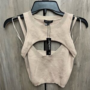 Papermoon Beige Cut-Out Crop Top